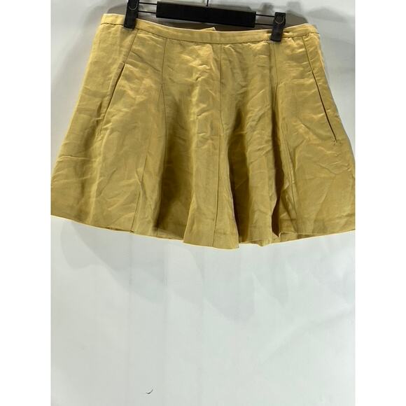 J.CREW Women's Tan Linen-Blend Pocket Pull-On A-Line Mini Skirt SZ 10 - Picture 1 of 8